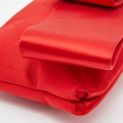 Pre Owned Valentino Red Satin Bow Clutch