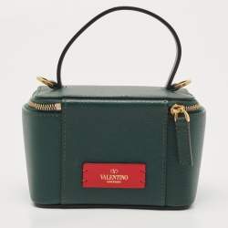 Pre Owned Valentino Green Leather  Mini VSling Vanity Case