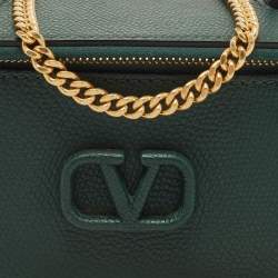 Pre Owned Valentino Green Leather  Mini VSling Vanity Case