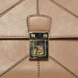 Pre Owned Valentino Beige Quilted Leather Flap Shoulder Bag