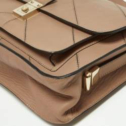 Pre Owned Valentino Beige Quilted Leather Flap Shoulder Bag