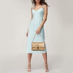 Pre Owned Valentino Beige Quilted Leather Flap Shoulder Bag