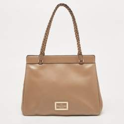 Pre Owned Valentino Beige Leather Floral Appliqué Demetra Tote