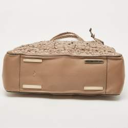 Pre Owned Valentino Beige Leather Floral Appliqué Demetra Tote
