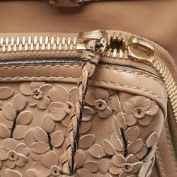 Pre Owned Valentino Beige Leather Floral Appliqué Demetra Tote