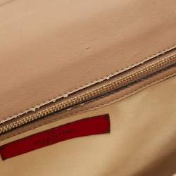 Pre Owned Valentino Beige Leather Floral Appliqué Demetra Tote