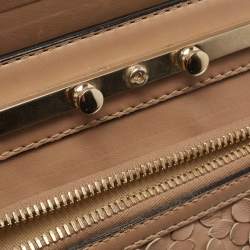 Pre Owned Valentino Beige Leather Floral Appliqué Demetra Tote