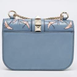 Pre Owned Valentino Multicolor Leather Small Floral Embroidered Rockstud Glam Lock Flap Bag