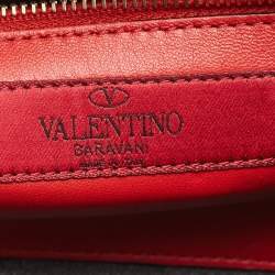 Pre Owned Valentino Metallic Rose Quilted Leather Rockstud Spike Chain Clutch 