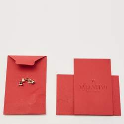 Pre Owned Valentino Metallic Rose Quilted Leather Rockstud Spike Chain Clutch 