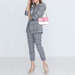 Pre Owned Valentino Pink/Cream Leather Small Rockstud Glam Lock Flap Bag