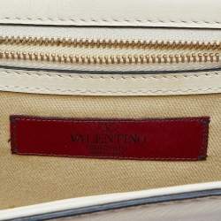 Pre Owned Valentino Pink/Cream Leather Small Rockstud Glam Lock Flap Bag