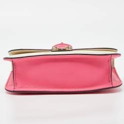 Pre Owned Valentino Pink/Cream Leather Small Rockstud Glam Lock Flap Bag