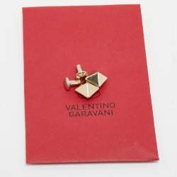 Pre Owned Valentino Multicolor Stripe Leather Rockstud Card Case