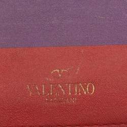 Pre Owned Valentino Multicolor Stripe Leather Rockstud Card Case