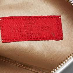 Pre Owned Valentino Silver Leather Bow Slim Clutch