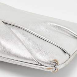 Pre Owned Valentino Silver Leather Bow Slim Clutch