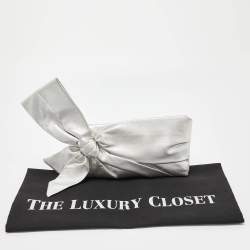 Pre Owned Valentino Silver Leather Bow Slim Clutch