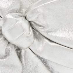 Pre Owned Valentino Silver Leather Bow Slim Clutch