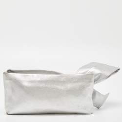 Pre Owned Valentino Silver Leather Bow Slim Clutch