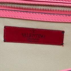 Pre Owned Valentino Pink Leather Medium Glam Lock Chain Shoulder Bag