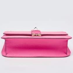 Pre Owned Valentino Pink Leather Medium Glam Lock Chain Shoulder Bag