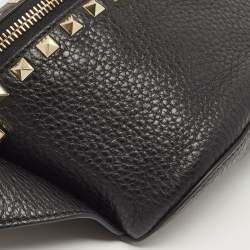 Pre Owned Valentino Black Leather Rockstud Belt Bag