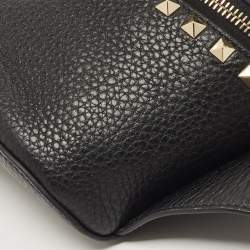 Pre Owned Valentino Black Leather Rockstud Belt Bag