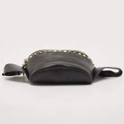 Pre Owned Valentino Black Leather Rockstud Belt Bag