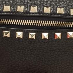 Pre Owned Valentino Black Leather Rockstud Belt Bag