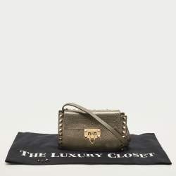 Pre Owned Valentino Metallic Leather Small Rockstud Crossbody Bag