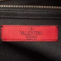 Valentino Black Leather Rockstud Trapeze Tote