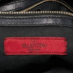 Pre Owned Valentino Black Pleated Leather Side Bow Satchel