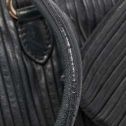 Pre Owned Valentino Black Pleated Leather Side Bow Satchel