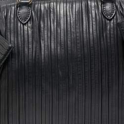 Pre Owned Valentino Black Pleated Leather Side Bow Satchel