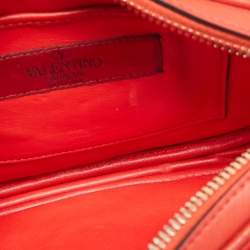 Pre Owned Valentino Red Leather Logo Go Crossbody Bag