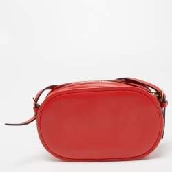 Pre Owned Valentino Red Leather Logo Go Crossbody Bag