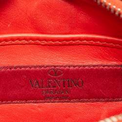 Pre Owned Valentino Red Leather Logo Go Crossbody Bag