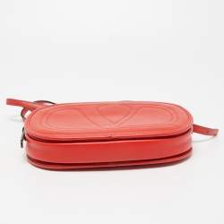 Pre Owned Valentino Red Leather Logo Go Crossbody Bag