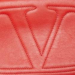 Pre Owned Valentino Red Leather Logo Go Crossbody Bag