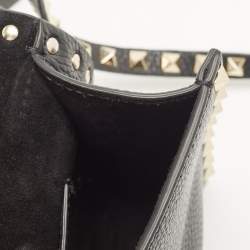 Pre Owned Valentino Black Leather Rockstud Flap Shoulder Bag