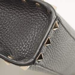 Pre Owned Valentino Black Leather Rockstud Flap Shoulder Bag