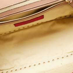 Pre Owned Valentino Beige Soft Leather Rockstud Flap Top Handle Bag
