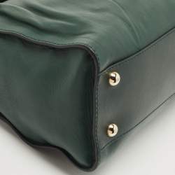 مملوكة مسبقًا Valentino Green/Dusty Pink Leather Aphrodite Bow Top Handle Bag