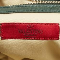 مملوكة مسبقًا Valentino Green/Dusty Pink Leather Aphrodite Bow Top Handle Bag