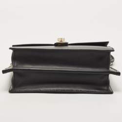 Pre Owned Valentino Black Leather Studded Flap Shoulder Bag