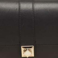 Pre Owned Valentino Black Leather Studded Flap Shoulder Bag