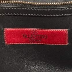 Pre Owned Valentino Black Leather Studded Flap Shoulder Bag