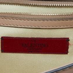 Pre Owned Valentino Beige Leather Medium Rockstud Glam Lock Flap Bag