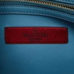 Pre Owned Valentino Garavani Blue Leather Rockstud Flat Shoulder Bag
